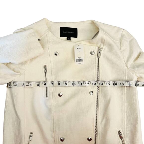 $175 BANANA REPUBLIC NWT Zip Up White/Cream Blazer Jacket Coat - Size 8 - Picture 8 of 11